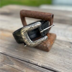 Onyx Black Belt with Silver Buckle